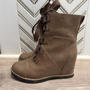 Target Brown Lace-Up Heeled Boots
